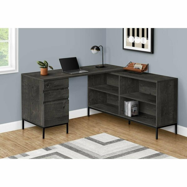 Daphnes Dinnette 60 in. L-Shaped Corner Computer Desk Dark Grey DA3070876